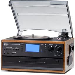 ORCC 10-in-1 Platenspeler Vintage – Bluetooth Vinyl Platenspeler met CD, USB, SD, AUX, RCA, Ingebouwde Stereo Speakers, Afstandsbediening, 33/45/78 RPM en Houten Behuizing – Bruin — thumbnail 1