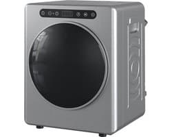 TEKROA® 5 kg geventileerde wasdroger - 1000 W compacte vrijstaande wasdroger met voorlader - roestvrijstalen trommel - timer - zilverkleurig