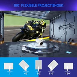 Livista Smart Mini Beamer – 4K Ondersteuning – Android 13 – WiFi 6 & Bluetooth 5.0 – Auto Keystone – Draagbare HD Projector – Voor Thuisbioscoop, Gaming & Presentaties – Geschikt voor IOS en Android – Wit — thumbnail 3