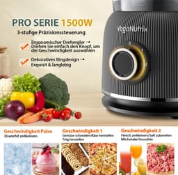 SnelShoppen - 1500 W Keukenmachine & Mixercombinatie met 2,5L Hakmolen voor Vlees, Groenten & Deeg, 2L Blender met Glas, 2 Snelheden & Pulsfunctie voo — thumbnail 5