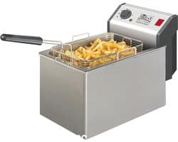 Professionele Friteuse - Vetpan Frituur - Grote Porties Frituren - Dubbel Verwarmingselement - 8 Liter Inhoud - Inox