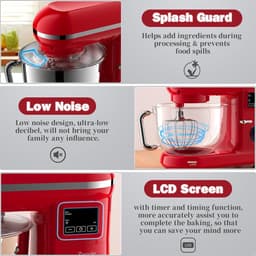 Keukenmachine - Keukenrobot Mixer - Bakken En Koken - Lcd Display Timer - 5.5 Liter - Rood — thumbnail 2
