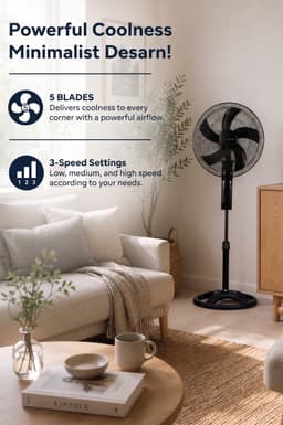 Asir - Staande Ventilator/Fan - 100% ABS - 50 x 50 x 145 cm — thumbnail 3