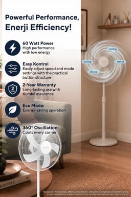 Asir - Staande Ventilator/Fan - 100% ABS - 40.5 x 44 x 121 cm — thumbnail 4