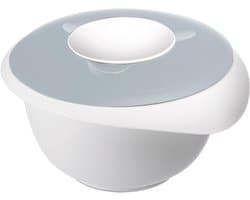 Mengkom met deksel - Keuken kom - Bakken en koken - Spatbescherming en schenktuit - 25 liter - Wit/blauw