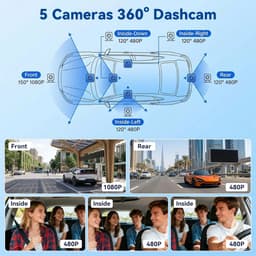 Thijox - 5-kanaals Dashcam Autocamera 3,16 inch IPS-scherm 360 Graden Rondomzicht met 1080P Full HD, Nachtzicht, Parkeerbewaking & Bewegingsdetectie v — thumbnail 5