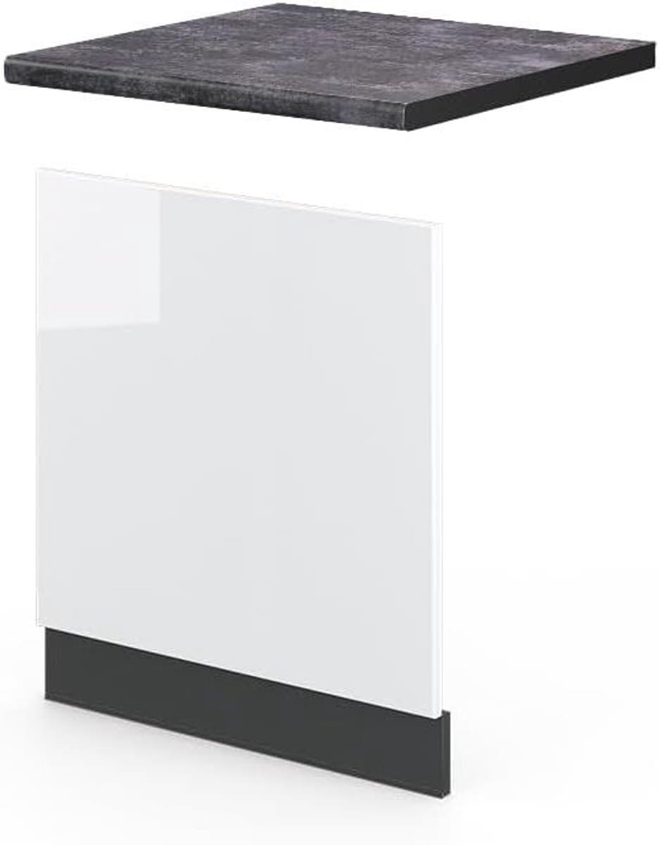 Vaatwasser Paneel - Keukenfront Frontpaneel - Keuken Afwerking - Soft-close Scharnieren - 60 cm Breed - Wit Hoogglans — afbeelding 1