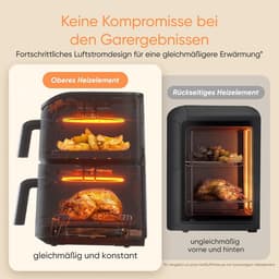 Heteluchtfriteuse - Airfryer Dubbele Kamer - Gezond Koken - Ruimtebesparend Ontwerp - 108 Liter - Zilvergrijs — thumbnail 2