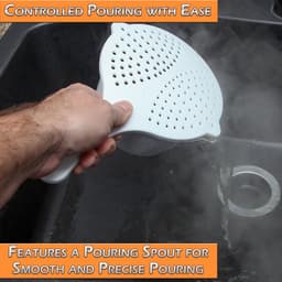 Magnetron Kookpot - Snelle Pastapan - Groenten Koken - Met Zeef Deksel - 26.67 x 16.51 x 8.26 cm - Wit — thumbnail 2