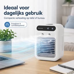 Mobiele Airco - 3-in-1 Luchtkoeler - Draagbare Aircooler met Verneveling - Oplaadbare Ventilator met Waterreservoir - Voor Thuis en Kantoor - Wit — thumbnail 3