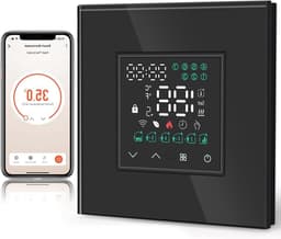 Slimme Thermostaat - Verwarming Regelaar - Energie Besparen - App & Spraakbesturing - 86 cm - Zwart — thumbnail 1