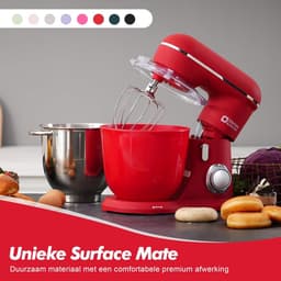 SnelShoppen - Keukenmachine 1300W met 10 Snelheden, 4.5L & 5L Mengkommen, Elektrische Stand Mixer met Klopper, Mixer en Deeghaak (Rood) — thumbnail 2