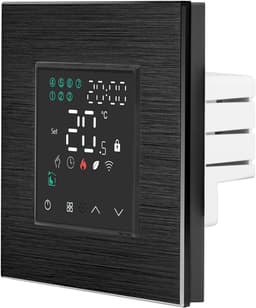 Slimme Thermostaat - Verwarming Regelaar - Energie Besparen - App & Spraakbesturing - 60mm Inbouw - Zwart — thumbnail 1