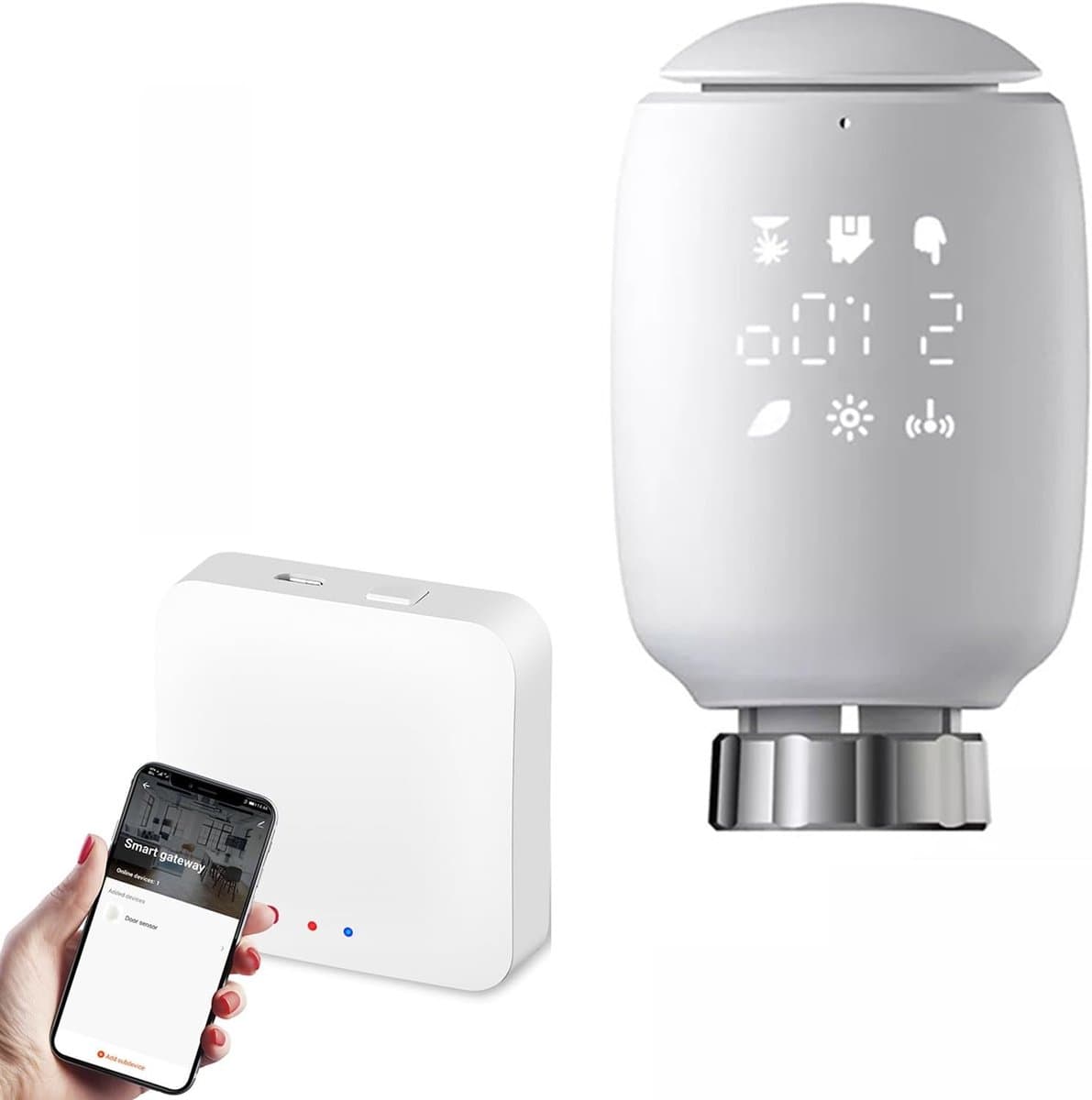 Slimme Radiator Thermostaat - Verwarming Ventiel - Energie Besparen - App Bediening - M30 x 1.5 - Wit — afbeelding 1