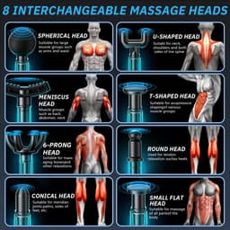 Spiermassagepistool met LCD-touchscreen - 99 snelheden - 8 massagekoppen - verlichting van spierpijn - Luxento — thumbnail 2