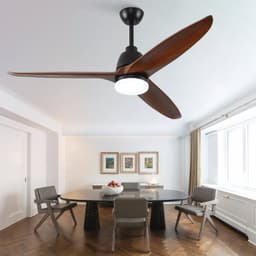 Plafondventilator 56 inch - 6 snelheden met omkeerbare functie - 3CCT LED-verlichting - afstandsbediening - drie massief houten bladen - geheugenfunctie — thumbnail 5