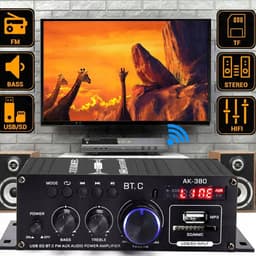 12V Bluetooth Versterker 40W - 2.0 Stereo & Aluminium Behuizing - FM USB SD Multi-source - 90dB Signaal-ruis & 20Hz-20kHz - Incl. Afstandsbediening - Voor Thuis & Auto — thumbnail 2