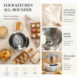 Brandistry - Deegkneedmachine - Keukenmachine - Deegmachine - Brood Bakken - Keukenmixer - 7 Liter - Roestvrij staal - 250W — thumbnail 4