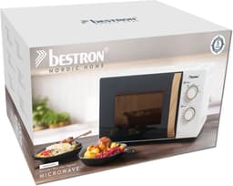 Bestron AMN200NH Magnetron 20 Liter - Compacte Solo Magnetron - 5 Vermogensstanden - Mechanische Timer met Automatische Uitschakeling - Ontdooifunctie - Draaiplateau - Vrijstaande Magnetron voor Keuken, Studenten, Kleine Huishoudens - Wit — thumbnail 5
