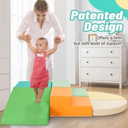 Set van 6 Schuimrubberen Klimblokken voor Kinderen: PU-leer Zachte Klimspeelgoed Speelset voor Kleine Kinderen - Montessori-speelgoed Grove motoriek Dubbele Ladderset — thumbnail 2