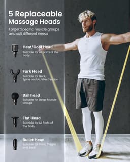Massagepistool met Warmte & Koeling – Deep Tissue Massage Gun – 3200 RPM – USB-C Snelladen – Draadloos – Inclusief Draagtas — thumbnail 5