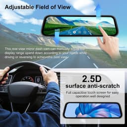 SnelShoppen - Dashcam Achteruitkijkspiegel Camera 9.66 Inch IPS LCD Touch Screen, Dual Camera 1080p met Nachtzicht, Parkeermonitor, Beweging Detectie, — thumbnail 5