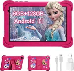 SnelShoppen - 8 Inch Kids Tablet 128GB Android 11.0 met 6GB RAM, Parental Control, 4000mAh, Bluetooth, WiFi, Onderwijs Tablet in Roze, Perfect voor Ki — thumbnail 1