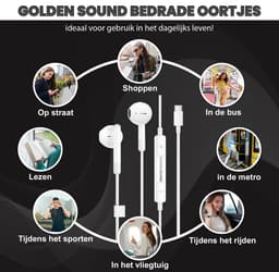 Golden Sound bedrade oordopjes - Oordopjes met draad en microfoon - USB-C aansluiting — thumbnail 5