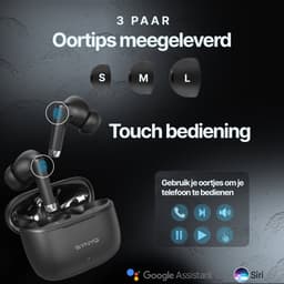 Synyq iPro - Draadloze Oordopjes – Universeel - Bluetooth Oordopjes – Oortjes draadloos – Oordopjes draadloos - Bluetooth 5.3 - Zwart — thumbnail 4