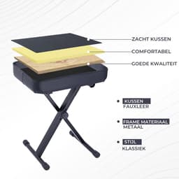 BUDDLEY Pianokruk Verstelbaar - Opvouwbaar - Pianokrukje - Piano Kruk - Keyboard Kruk - Inklapbaar - Pianokruk - Pianostoel - Keyboardbank - Keyboardkruk - Piano Krukje - Opklapbaar - Opvouwbaar - Kruk - Bankje — thumbnail 3