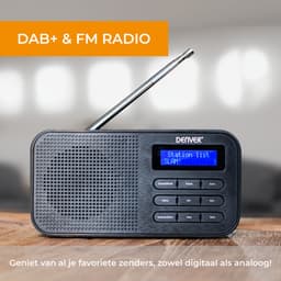Denver DAB Radio - Noodradio / Noodpakket - Batterijen & Netstroom - Keukenradio - Draagbare Radio - DAB42 - Zwart — thumbnail 2