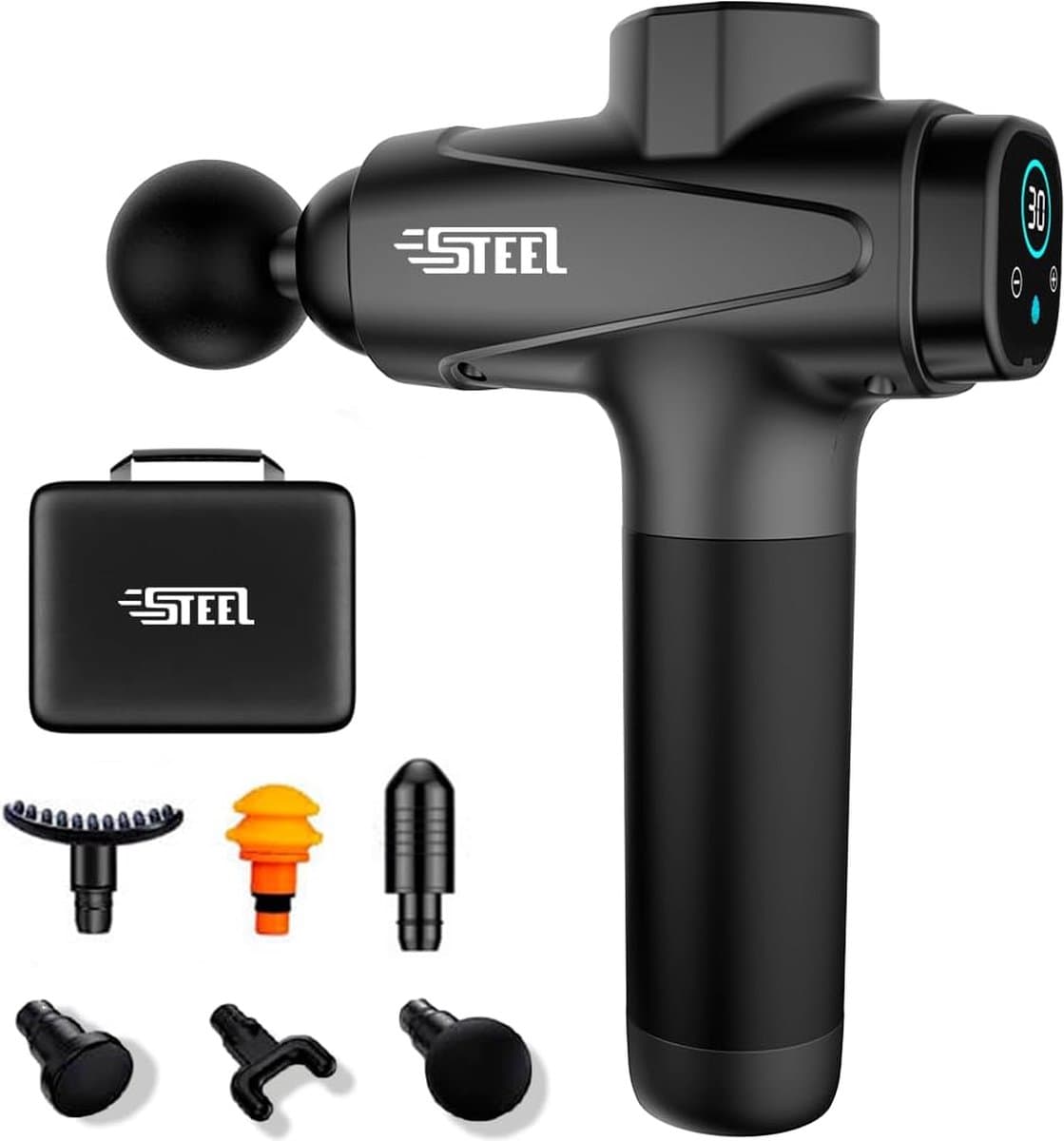 Massagepistool, Top Gun, spiermassageapparaat, vibrerend, elektrisch apparaat ter verlichting van pijn en stijfheid, spieren, rug, benen, cervicaal, na sport, krachttraining, cadeau voor mannen en vrouwen — afbeelding 1
