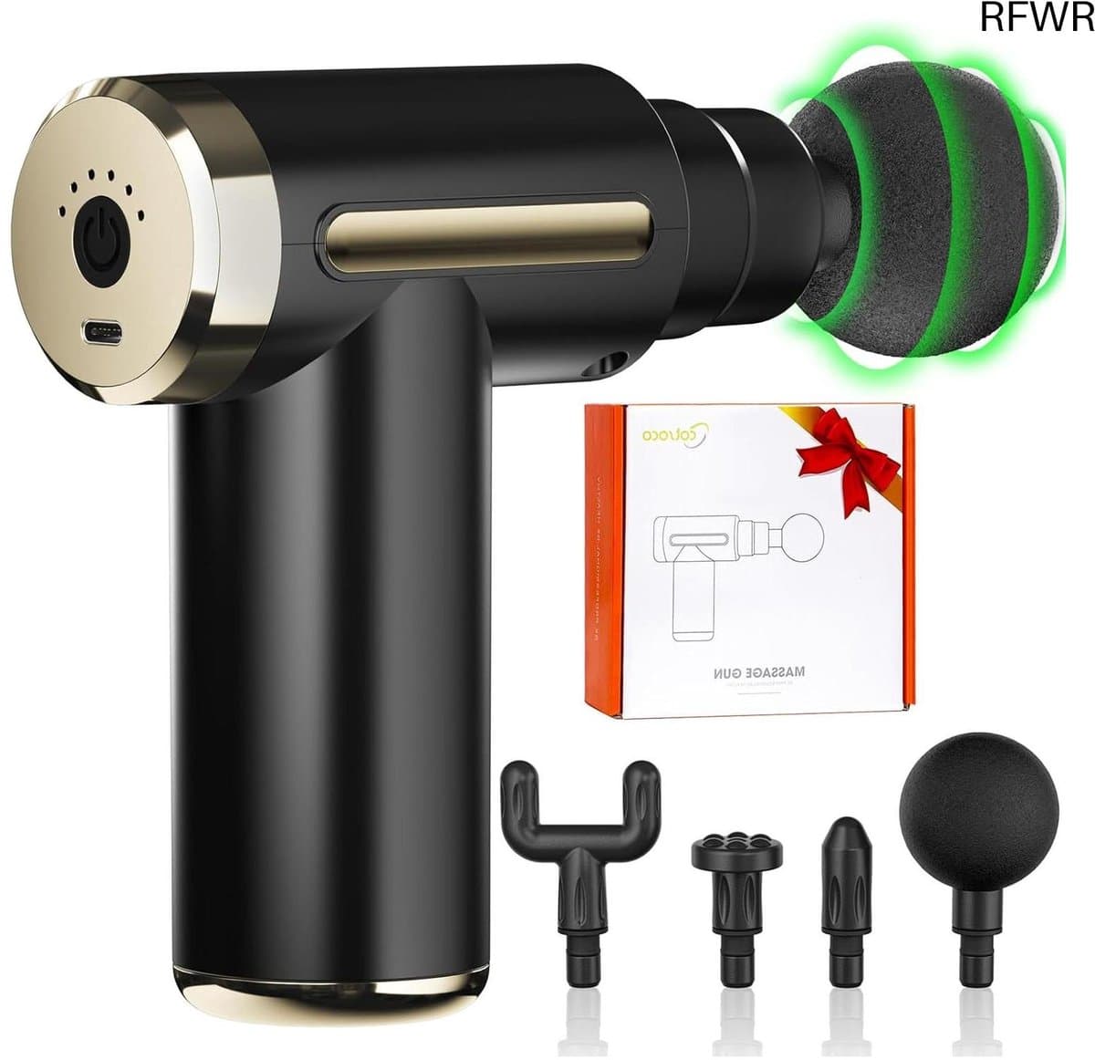 Mini Massage Gun - Spier Massager - Spierherstel Bevorderen - Drukgevoelige Activatie - 11 x 4 x 9 cm - Zwart — afbeelding 1