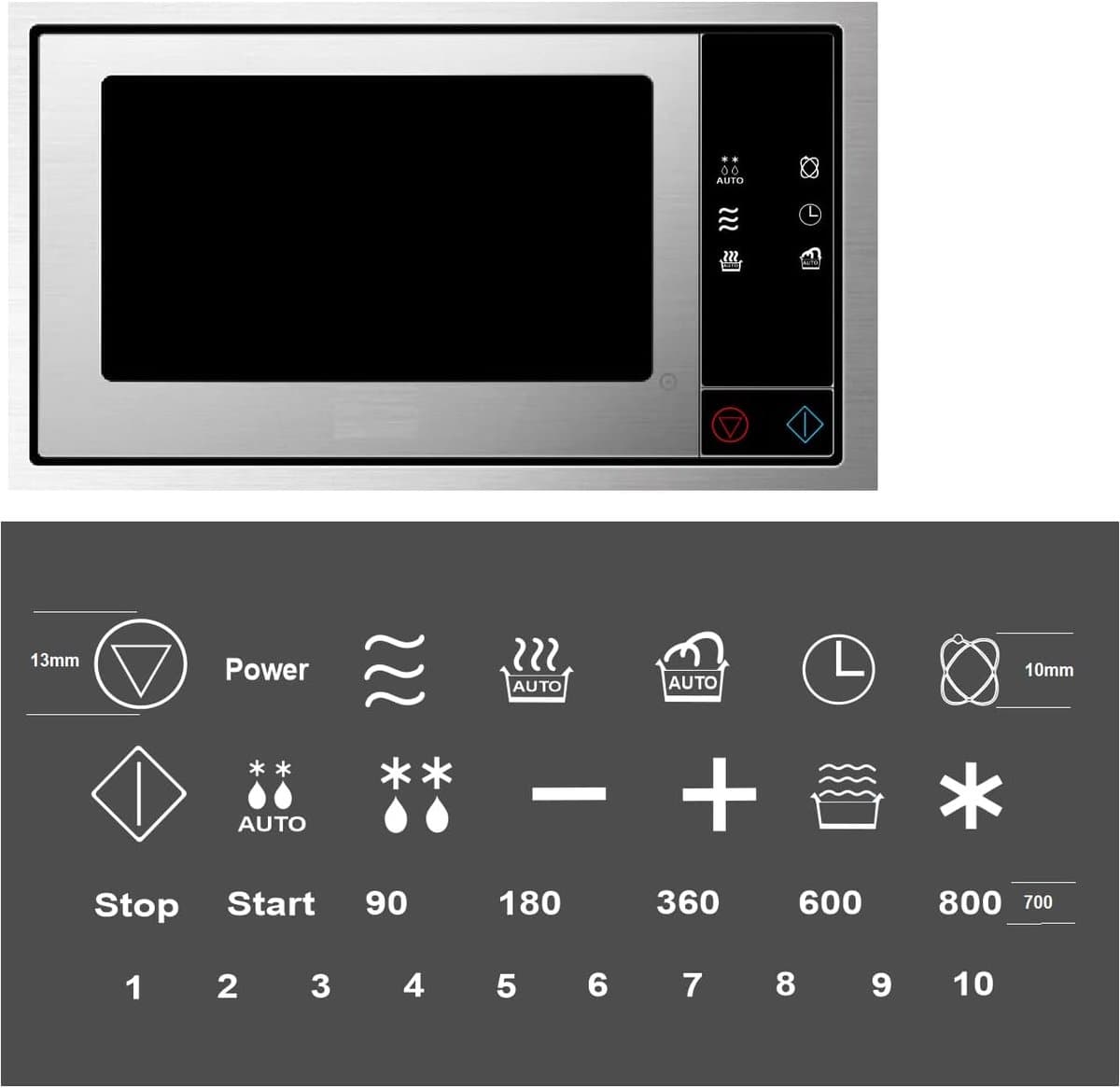 Magnetron stickers - Schakelaar symbolen - Keuken organiseren - Verwijderbaar zonder resten - Klein 5 mm - Wit met zwart — afbeelding 1