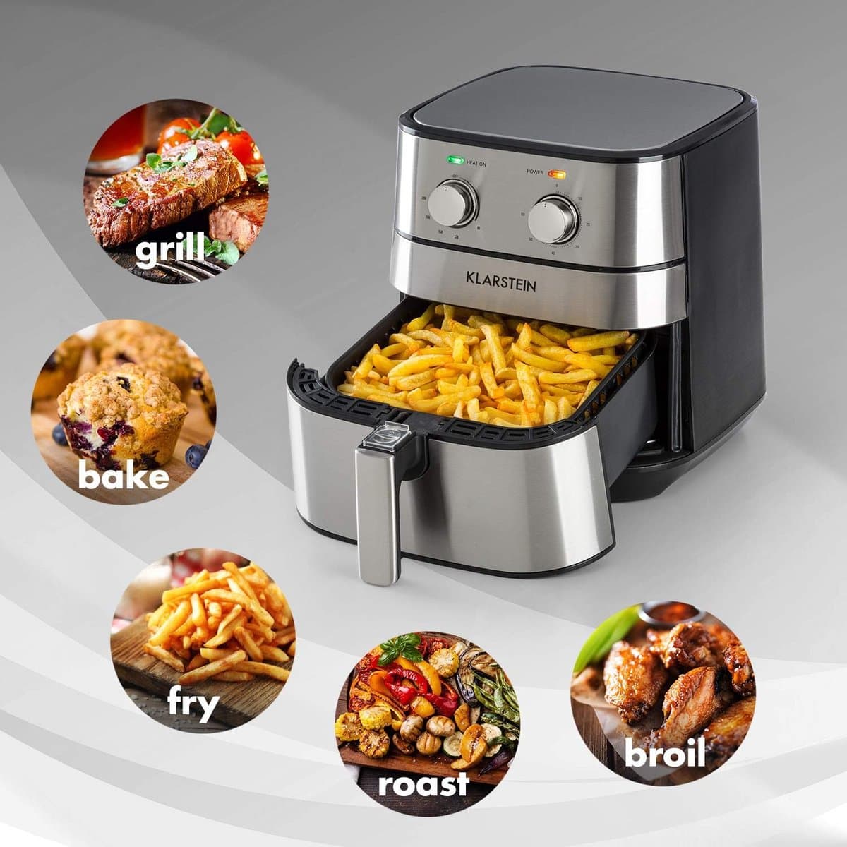 Heteluchtfriteuse - Airfryer - Vetarm Koken - XXL Capaciteit - 54 Liter - Zilver — afbeelding 1