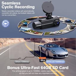 3 Kanaals Dashcam - Auto Camera - Veilig Rijden - 4K WiFi Opname - 64GB Inclusief - Zilver — thumbnail 2