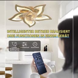Equivera Plafonniere met Ventilator - Goud - Plafondventilator - Plafondventilator Met Afstandsbediening & APP - Plafondventilator Slaapkamer - Plafond Ventilator met Verlichting - Plafondlamp - Plafonniere - Ideaal voor in uw slaapkamer! — thumbnail 3