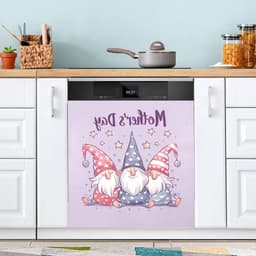 Magnetische Vaatwasserhoes - Keuken Sticker - Keuken Decoratie - Brede Compatibiliteit - 58 x 66 cm - Kabouters — thumbnail 1