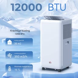 Mobiele Airco - Mobiel Airconditioner 12000 BTU 3,5 kW – 5-in-1 Functies – 24-uurs Timer – Fernbedienung – Voor Kamers Tot 35㎡ – Wit – ABS – 35,5x35x70 cm – 1 Stuk — thumbnail 4