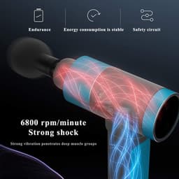 Massage Gun - Spierstimulator Lichaam - Spierherstel Na Sport - 5 Snelheden LCD - 6 Opzetstukken - Grijs — thumbnail 3