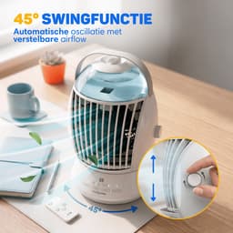 Vulpes Goods® Tech - Mini Airco ELITE - Mobiele Luchtkoeler met Afstandsbediening - Aircooler 6in1 - 3 luchtbevochtigingsstanden met Swingfunctie - 3 windsnelheden - 100% Anti-lek - Incl. kabel & adapter meegeleverd - Thuis & Kantoor — thumbnail 3