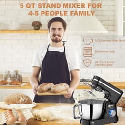 Keukenmachine - Mixer Foodprocessor - Bakken En Koken - Krachtige 1000W Motor - 5 Liter Kom - Zwart — thumbnail 2