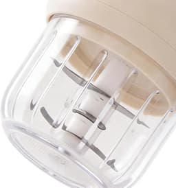 Mini Keukenmachine - Voedselhakker - Ingrediënten Bereiden - Draadloos Gemak - 350ml Capaciteit - Beige — thumbnail 3