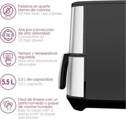 Digitale Luchtfriteuse - Heteluchtpan Snacks - Gezond Frituren - 7 Programma's - 55 Liter - Zwart — thumbnail 4
