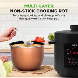 Elektrische Snelkookpan - Multicooker Pan - Snel Maaltijden Bereiden - 9 Voorgeprogrammeerde Modi - 6 Quart Capaciteit - Zwart — thumbnail 2
