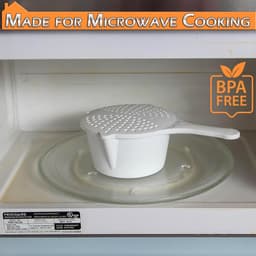 Magnetron Kookpot - Zeef Deksel - Snel Koken - Ingebouwde Zeef - 26.7 cm - Wit — thumbnail 3