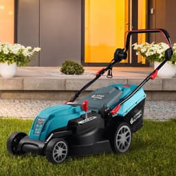 Elektrische grasmaaier - Gazonmaaier - Gazon onderhouden - 5 standen maaihoogte - 38 cm snijbreedte - Blauw — thumbnail 2