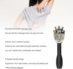Electric Rear Scratches, Electric Rear Cratcher Expanding To 18 Inch Itch Relief One-hand Scratchers with Long Handle Body Scratch Massage Tool for (Black) — thumbnail 4