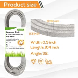 Grasmaaier riem - Dekriem vervanging - Gazononderhoud - Hitte- en slijtvast - 264 cm lengte - Zwart — thumbnail 4
