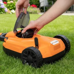 Accu grasmaaier - Compacte maaier - Kleine gazons onderhouden - Eenvoudig mulchen - 21 cm snijbreedte - Oranje/zwart — thumbnail 3
